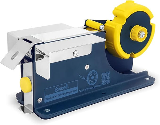 Excell ET-63521 TriCore Vegetable Wrappers Tape Dispenser: Fits 1", 3", and 3.5" cores for Flexible Tape use. Perfect for Packaging Groceries, Fruits, and Candy. Rust-Proof Blade ensures Durability.