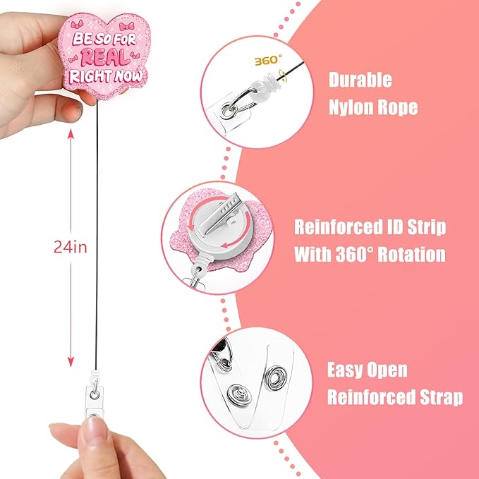 Aoryalps Retractable Badge Reel Holder Retractable with ID Clip for Nurse Nursing Name Tag Card Nursing Student Teacher Doctor Medical Assistant Work Office Clip-Gifts for Nurse