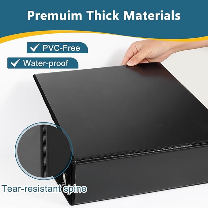 CIXILDTS 3" 3 Ring Binder, Standard 3-Inch Slant-D Ring Binder Fit Letter Size Paper, Presentation View Binders, 2 Packs, Black