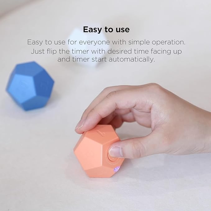 mooas Dodecagon Time Ball Rechargeable Mini Timer (White), 11 Preset Times, Desk & Study Productivity Timer, Sound/Vibrate/Mute, Easy to Use