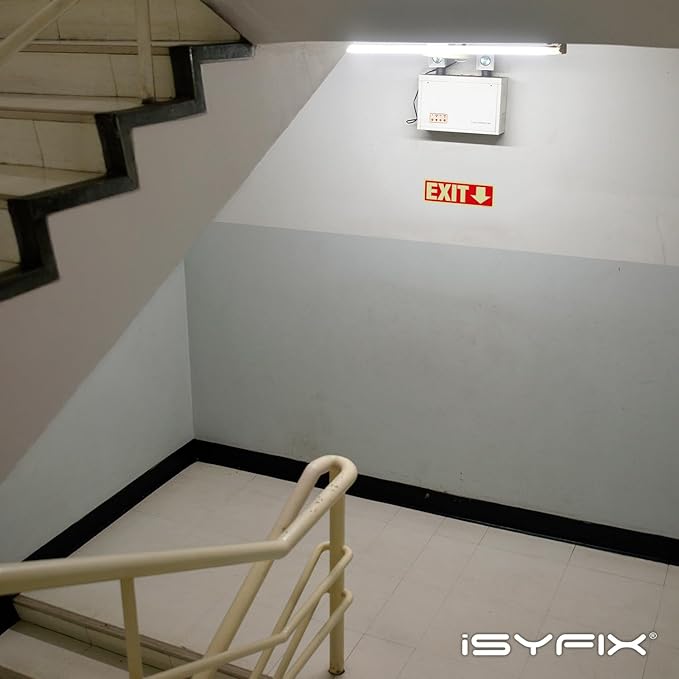 iSYFIX Exit Stickers Signs with Directional Down Arrow 6 Pack 12x4 Inch - Glow in the Dark Photoluminescent Vinyl for Office, School, Business, Warehouse - UV & Weather Resistant for Indoor/Outdoor Use