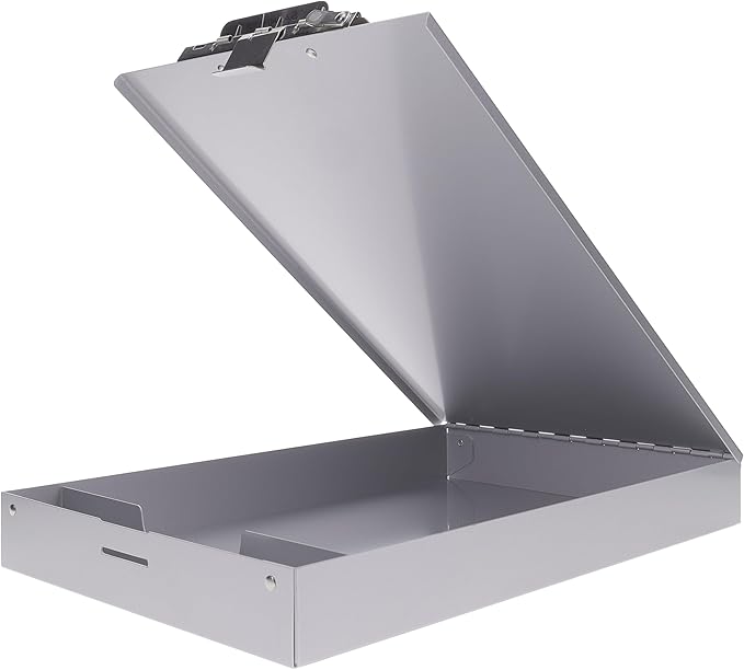 Saunders Metal Clipboard with Storage, Silver Single Layer Nursing Clipboard Folio, Letter Size Paper Organizer, Steel Clip with Self Locking Latch, Form Holder for Office, School & Work - Made in USA