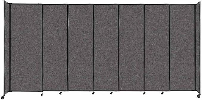 Versare Straightwall Sliding Portable Wall Partition | Freestanding Office Dividers | Locking Wheels | Temporary Room Separator | 15'6'' Wide x 7'6'' Tall Charcoal Gray Fabric Panels