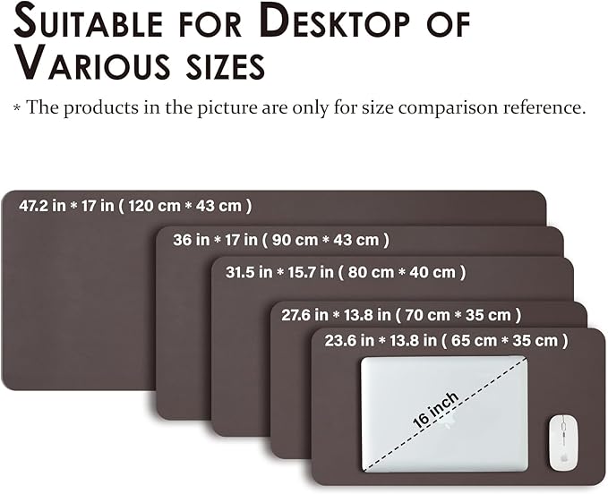 Leather Desk Mat - Small Non-Slip PU Desk Pad for Office and Home - Desk Organization and Accessories - Ideal for Large Mouse Pad and Small Desk Mats on Top of Desks (Coffee,23.6"x 13.8")