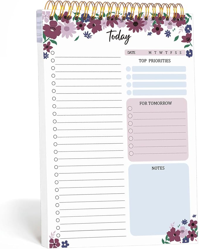 Thboxes 60 Pages To Do List Notepad, 6.7” X 9.8” To Do List Notebook Tear Off for Work Woman & Man Task Planner Notebook for Office School Task Checklist Pad Purple