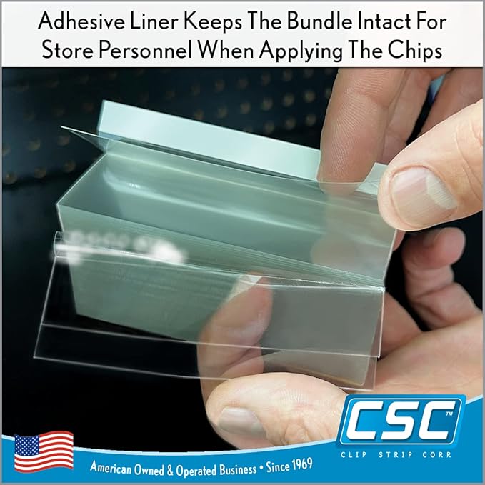 Price Data Channel Label Holder Chips, Clear Plastic Tags, 2.5" L x 1.25" H, 10 Mil Thick, Gondola Shelf Edge, Reusable, Made for Point of Purchase Shelf Molding by Clip Strip Corp.