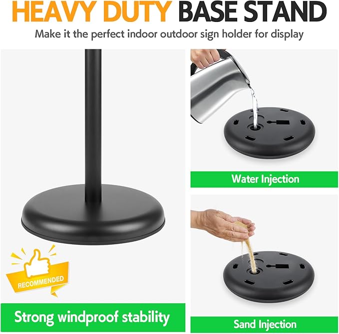 RedChili Sign Holder Stand 8.5x11 Inch, Adjustable Floor Standing Sign Holder Signage Stand with Aluminum Snap-Open Frame Vertical Horizontal View Display For Malls Schools Restaurants (Black, Sharp Corner)