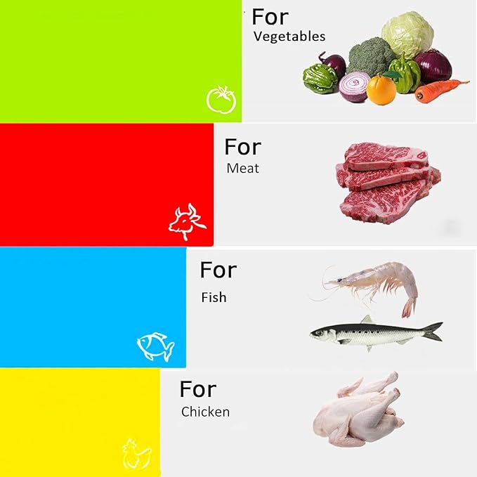 Kimmoker Flexible Cutting Boards Set, Cutting Board Mats for Cooking, 2 Pack Colored Cutting Board Set with Easy-Grip Handles, Flexible Plastic Cutting Sheet Set of 4 (2)