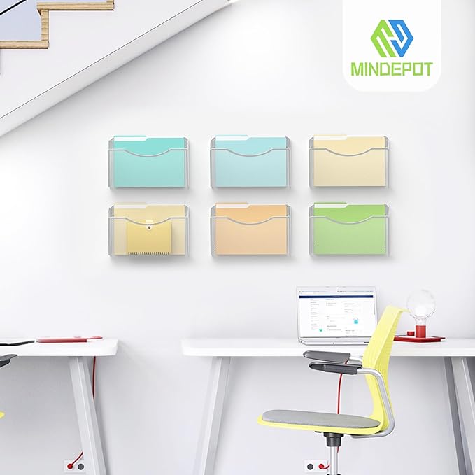 MINDEPOT Wall File Organizer,Hanging Wall Mounted File Folder Binder Holder Mail Organizer for Office,Home and School Supplies