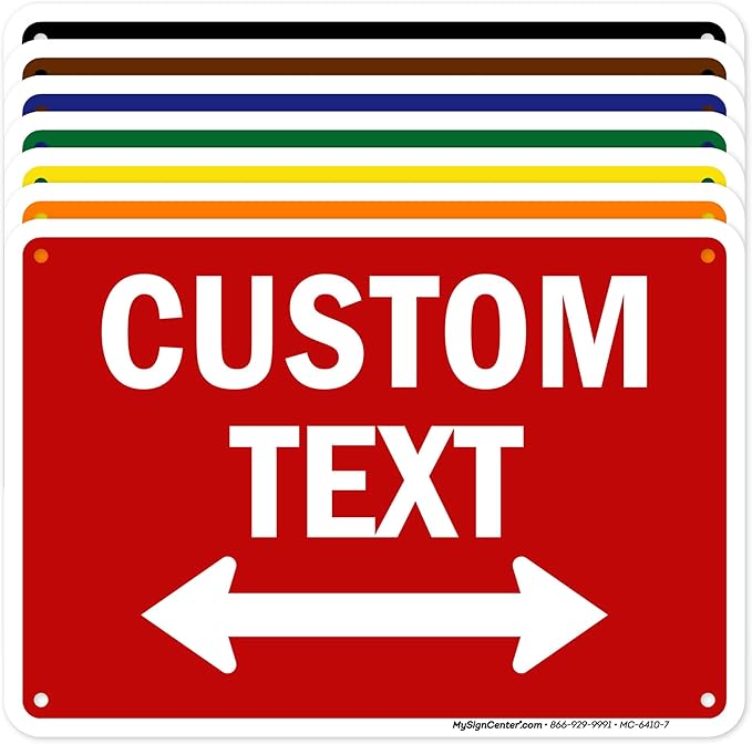 Custom Arrow,Custom Directional Sign, Two way Arrow,7x10 Inches, Rust Free .040 Aluminum, Fade Resistant, Made in USA by My Sign Center