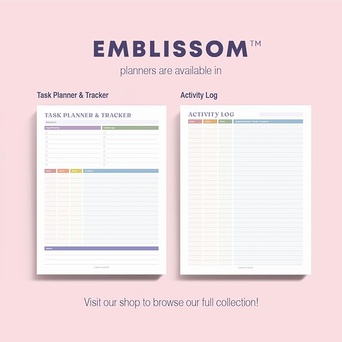 Task Planner & Tracker 8.5 x 11 Tear-Off 70 Sheet Planner Pad – Project Organizer with Time Log, Top Priority, Follow-Up – Notepad for Home & Office (White, Colorful, 2 Pack)