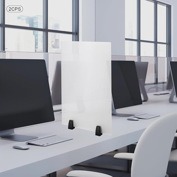 Desk Divider, 24 x 18 inch Acrylic Desk Privacy Panels, Privacy Desk Screen, Frosted Acrylic Partitions with Clamps Acrylic Table Top Sneeze Guard for Offices Schools (2PCS)