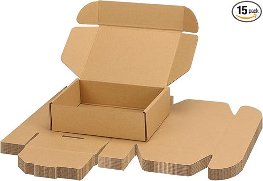 PHAREGE 7x5x2 Inch Shipping Boxes 15 Pack Brown, Tab Lock Tuck Top Mailer Boxes for Packaging Small Business, Cardboard Gift Boxes for Wrapping Mailing Present