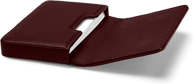 Leatherology Bordeaux Business Card Case, Magnetic Closure ID Holder, Full Grain Leather