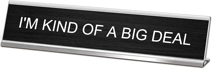 I'm Kind of A Big Deal Desk Signs for Office, Novelty Nameplate Office Decor Black Desk Plaque for Women Men Coworker Gift Home Supply Accessories 10 x 2"