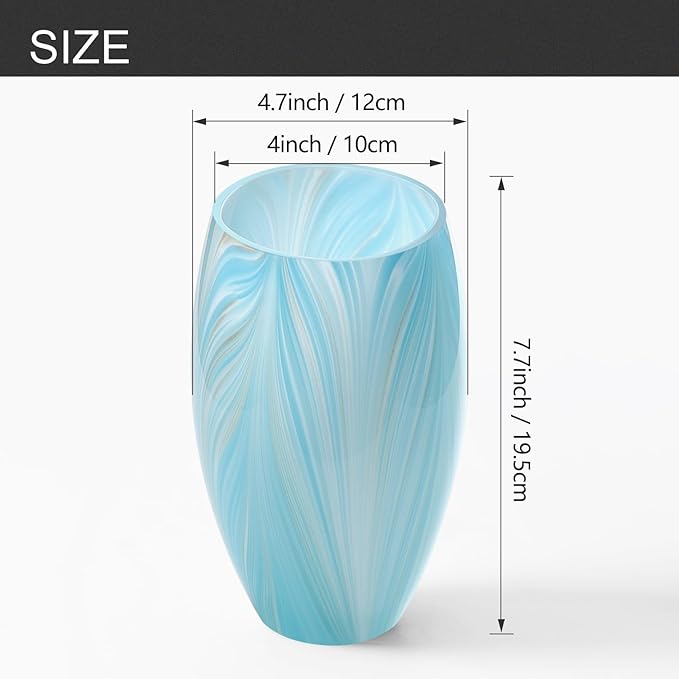Fixture Replacement Globe Shade,Lampshade for E26 Base 1-5/8 Inch Fitter, Color Art Glass Oval Lampshade Cover for Pendant Kitchen Wall Sconce Chandelier Vanity Light (1, Blue and Gold)