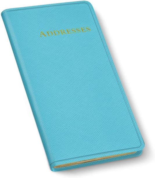 Gallery Leather Small Address Book with Alphabetical Tabs up to 403 Records, Leather Notebook Hardcover, Telephone and Address Books - 6 x 3.25 ", Key West Turquoise