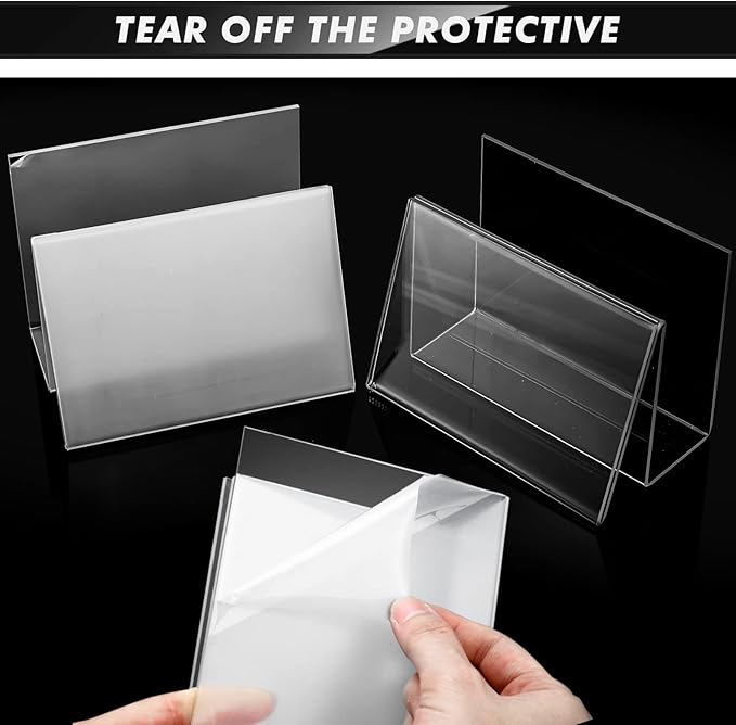 Crtiin 6 Pcs Clear Acrylic Postcard Holder Business Card Holder Greeting Card Display Clear Business Stand Rack for Index Organizer Desk Table Home Office, 6 x 4.25 x 4.5 Inches