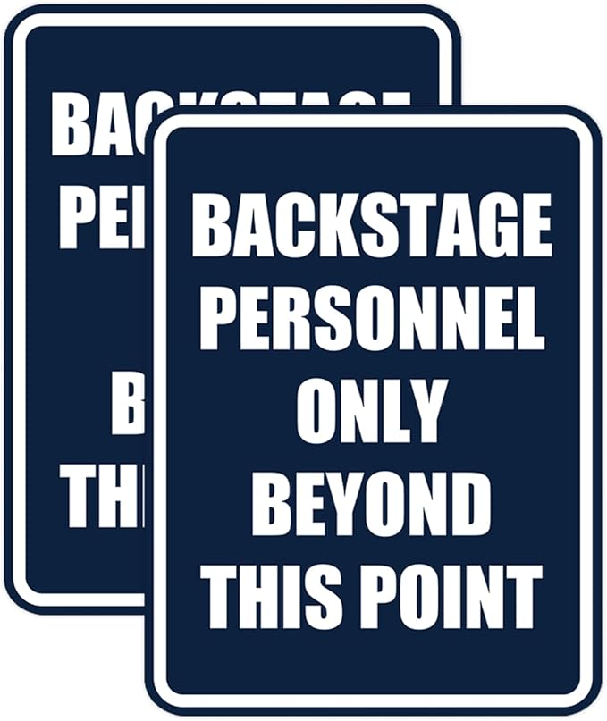 Portrait Round Backstage Personnel Only Beyond This Point Door or Wall Sign Easy Installation | Music | Concert | Festivals Sign (Navy Blue/White) - Small (2 Pack)