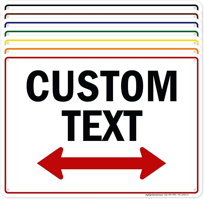 Custom Two Way Arrow Directional Sign by My Sign Center - 10x14 Inches, 55 mil Thick HDPE (High Density Polyethylene), Made in USA