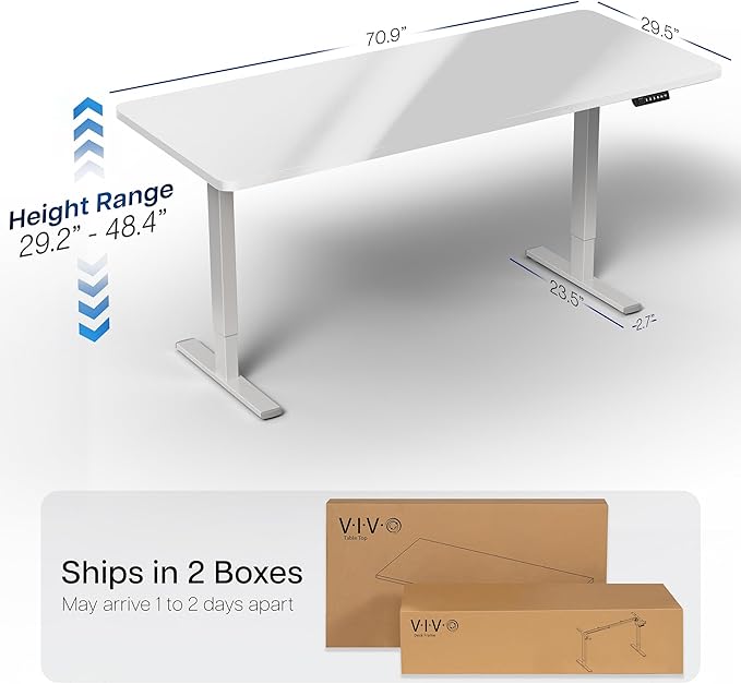 VIVO Electric Dry Erase 71 x 30 in Standing Desk, Memory Height Adjustment, 1B Series, Holds 220 lbs, Whiteboard Top Gray Frame, DESK-KIT-1G7WE