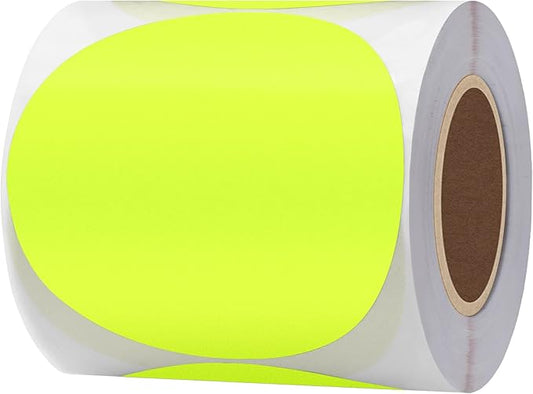 Hybsk Round Color Coding Circle Dots Labels Warehouse Inventory Organizer Stickers (3 inch, Fluorescent Yellow)