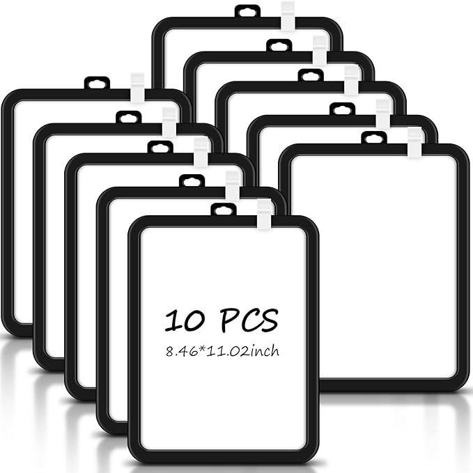 Outus 10 Pcs Dry Erase Mini White Boards Bulk 8.5 x 11'' Small Magnetic Whiteboard Double Sided Colored Writing Boards for Kids Students Locker Fridge(Black)