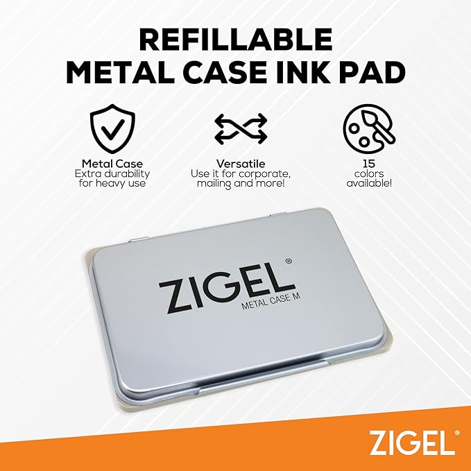 Metal Case Stamp Pad Medium Size, Dry - Size: 3" x 4" - Choose from 15 Ink Colors