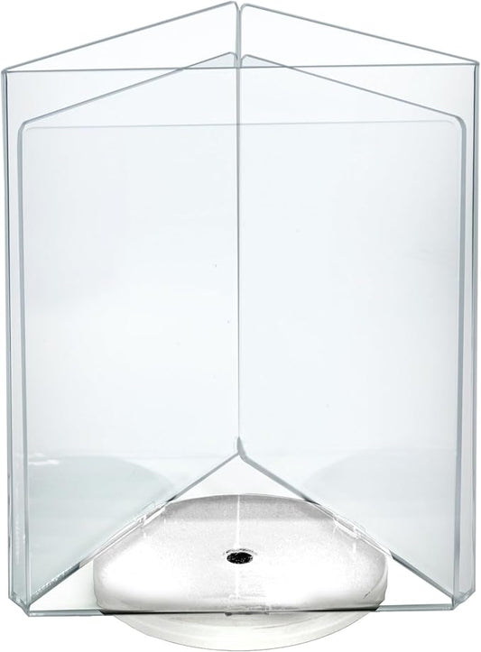 Azar Displays 193732 8.5" W x 11" H 3-Sided Sign Holder with Revolving Base (White)