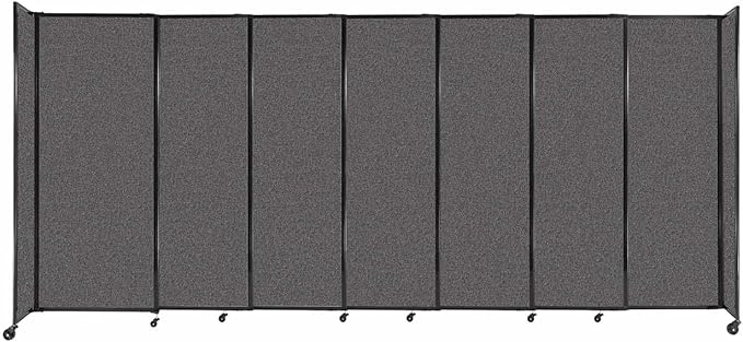 Versare Straightwall Sliding Portable Wall Partition | Freestanding Office Dividers | Locking Wheels | Temporary Room Separator | 15'6'' Wide x 6'10'' Tall Charcoal Gray Fabric Panels