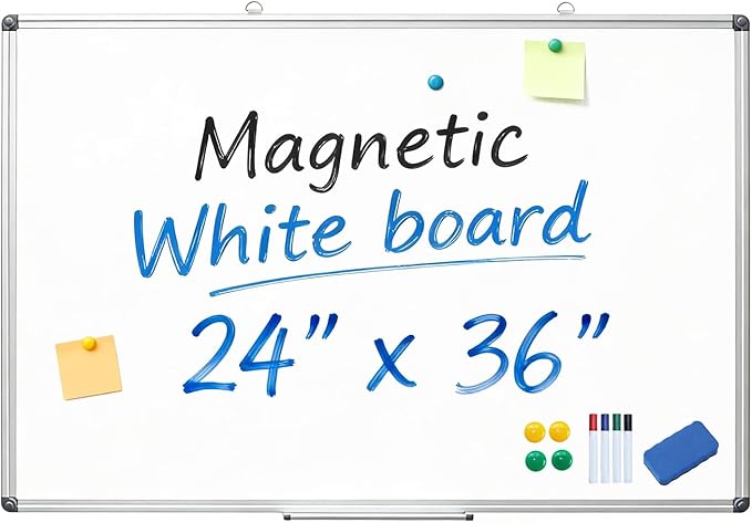 XIWODE 24x36 Inch Magnetic Dry Erase Whiteboard，Silver Aluminum Frame Wall-Mounted for Home School Office Conference Room