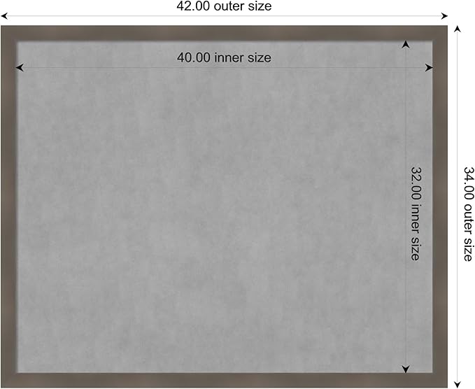 Amanti Art Grey Framed Magnetic Board 34x42 X-Large Vision Board for use with Magnets, 100% Metal Sheet to Display Items as Office Decor or for Home Organization in mudroom, Kitchen or Kids Room