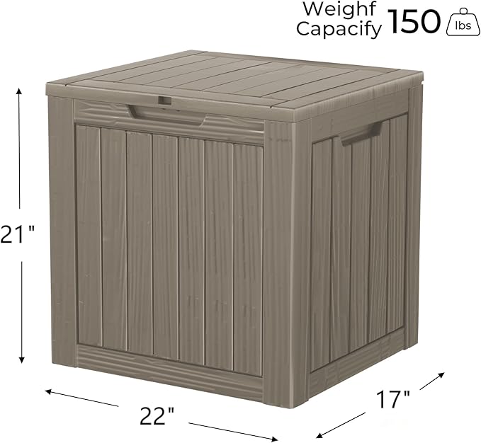Decksplore 35 Gallon Outdoor Storage Box Waterproof Lockable Resin Deck Box Large, Patio Storage Bin for Pool Accessories Cushion Furniture, Garden Tools, UV-Resistant Outside Delivery Grey