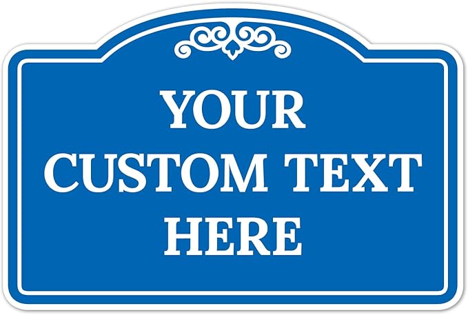Custom Decorative Sign, Personalized Metal Sign for Business, Driveway, Home, Airbnb, Office Door Plaque, Blue Background, 12x18 Inches, ACM, Fade Resistant, Made in USA by Sigo Signs