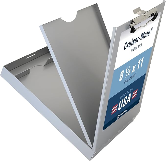 Saunders Metal Clipboard with Storage, Silver Dual Layer Nursing Clipboard Folio, Letter Size Paper Organizer, Slim Steel Clip, Form Holder Clip Board for Office, School & Work - Made in USA