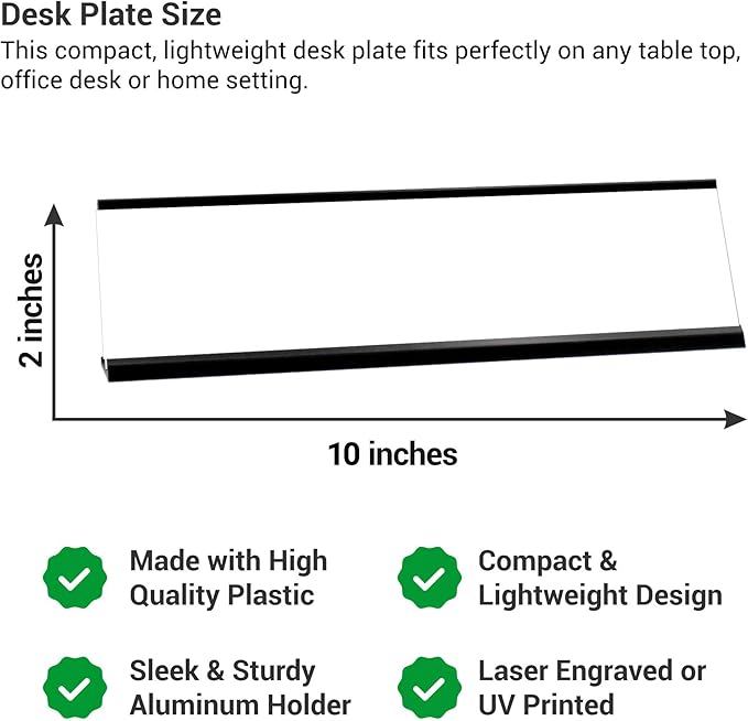 Custom Engraved Desk Plate | Personalized with your Name and Title | Perfect Decor for Office, Business, or Home | Multiple Font and Color Options | 2x8" or 2x10" (Red w/White Letters, 2x10")