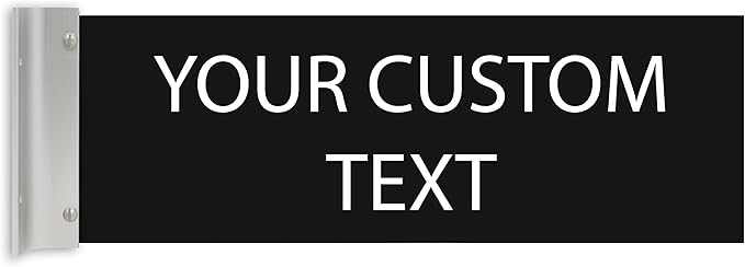 ALPHA DOG SIGNS Custom Projecting Hallway Nameplate, 4"x12" Double-Sided Business Sign, Personalized 2-Line Text, Indoor Outdoor, Easy Install, Durable, Made in USA (Black)