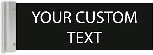 ALPHA DOG SIGNS Custom Projecting Hallway Nameplate, 4"x12" Double-Sided Business Sign, Personalized 2-Line Text, Indoor Outdoor, Easy Install, Durable, Made in USA (Black)