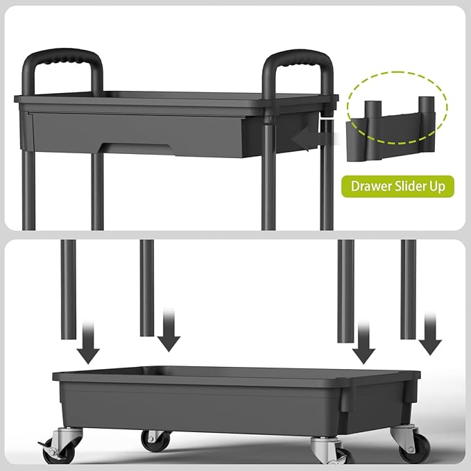 Sorgion 5 Tier Rolling Cart Organizer,Bathroom Cart Organizers with Wheels Laundry Room Organization Mobile Shelving Unit Utility Cart Storage Shelves Multi-Functional for Office, Home(Black)