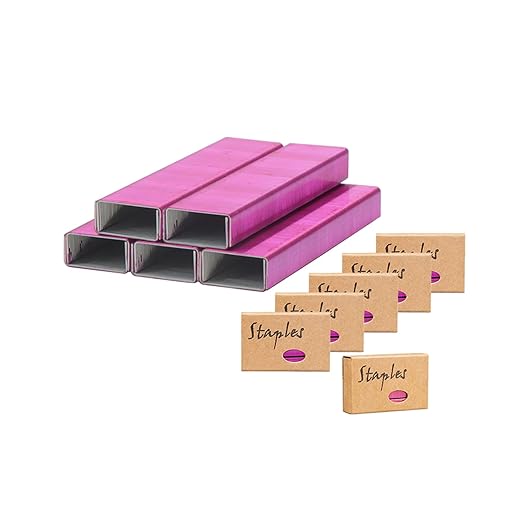 NatSumeBasics 6000 Rose Red Staples Colored Staples for 26/6 Standard Desk Manual Stapler Refill, School Office Supplies Accessories (Rose Red)