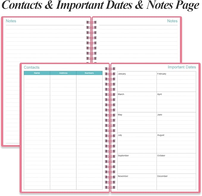 2026-2027 Planner - 18 Months Weekly & Monthly Planner from January 2026 - June 2027, Spiral Planners 2026-2027 with Elastic Closure, Inner Pocket, Medium 5.8" x 8.3", Pink