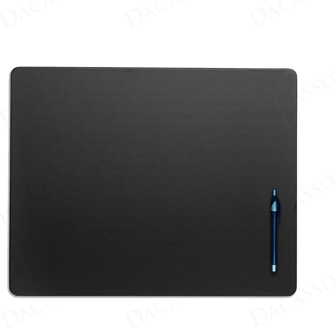 Dacasso Black Leatherette 20" x 16" Luxury Conference Table Pad - Desk Blotter for Writing - Boardroom Organization & Executive Desk Decor