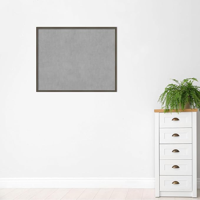 Amanti Art Grey Framed Magnetic Board 33x41 X-Large Vision Board for use with Magnets, 100% Metal Sheet to Display Items as Office Decor or for Home Organization in mudroom, Kitchen or Kids Room