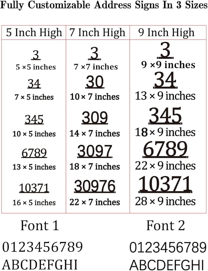 Personalized Metal Horizontal House Numbers for Outside, Address Numbers,Address Sign for Outside,5-9 Inch Large Address Plaque, Address Signs for House, Modern House Numbers