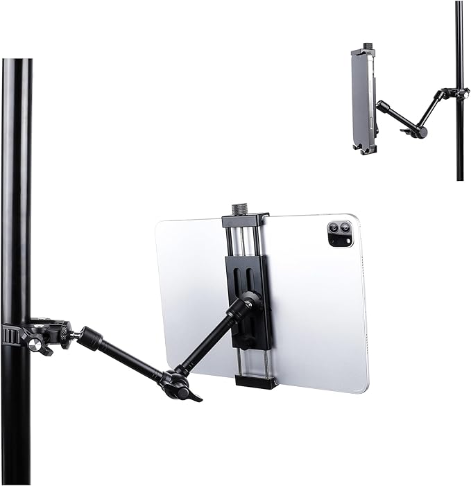Leenconghui Exercise Bike Tablet Mount for iPad – Adjustable Spin Bike & Treadmill iPad Holder Stand, Compatible with Microphone Stands, Stationary Bicycles, and Devices Ranging from 4.7 to 13 Inches