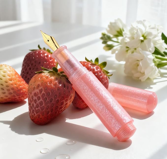 czxwyst Majohn Wancai 2.0 Mini Pocket-Size Eyedropper Fountain Pen (F Nib 0.5mm, Strawberry Red)