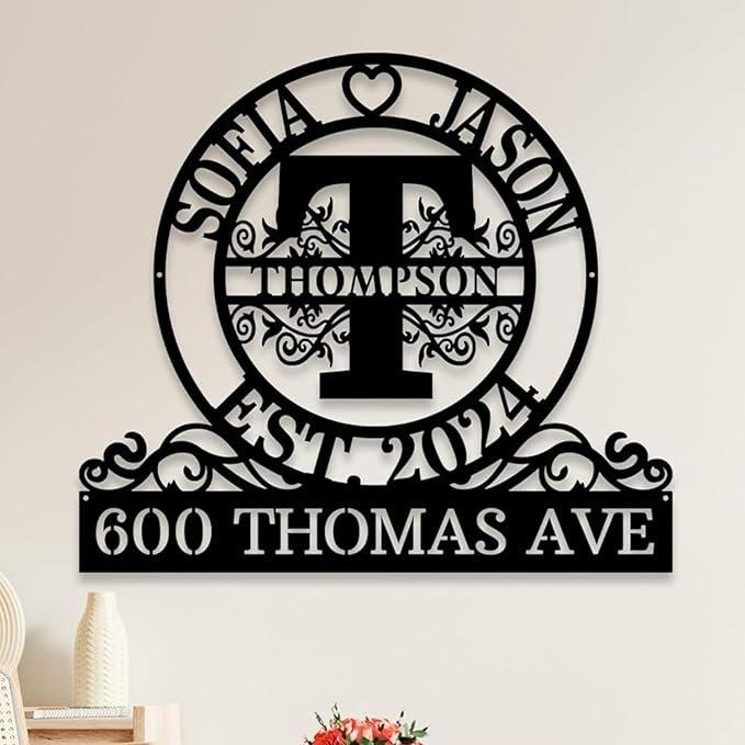 Custom Metal Signs | Personalized Monogram Name Sign | Outdoor Wall Art for Family Name | Custom Name Metal Sign, Last Name, Anniversary, Wedding Gifts for Husband, Wife, Parents, Couple