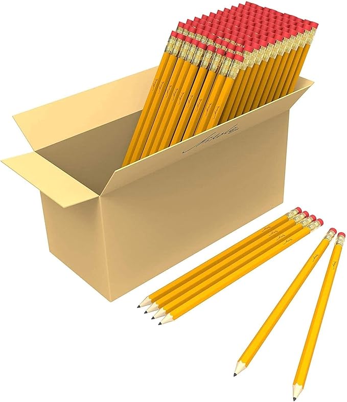 Nikola Works Bulk 650 Pack Premium Pre-Sharpened #2 HB Pencils USA Standard Wood Cased Graphite With Erasers