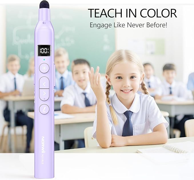 Norwii N21 Bluetooth Presentation Clicker with Telescopic Teaching Pointer, Presentation Remote with Retractable Stick for PowerPiont, Wireless Presenter, Slide Advancer - Purple