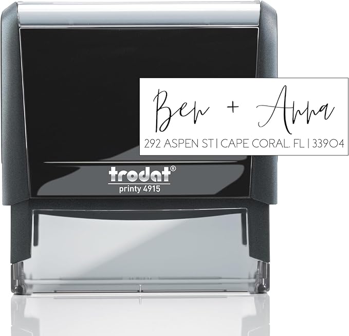 Self Inking Modern Address Stamps | Custom Return Address Stamper (Modern Brush Script, Xtra Large)